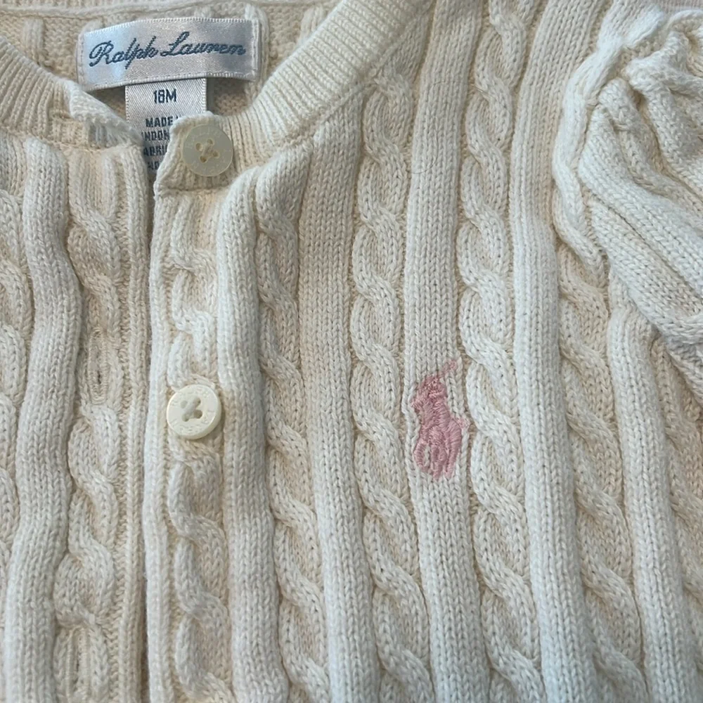 Ralph Lauren Cream Cable Knit Kids Cardigan